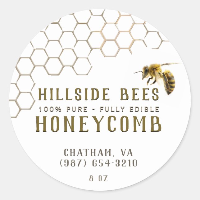 Honeycomb Label with Bee (Front)