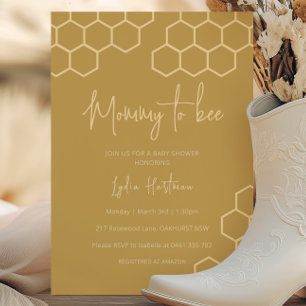 Honeycomb Mummy To Bee Baby Shower Invitation