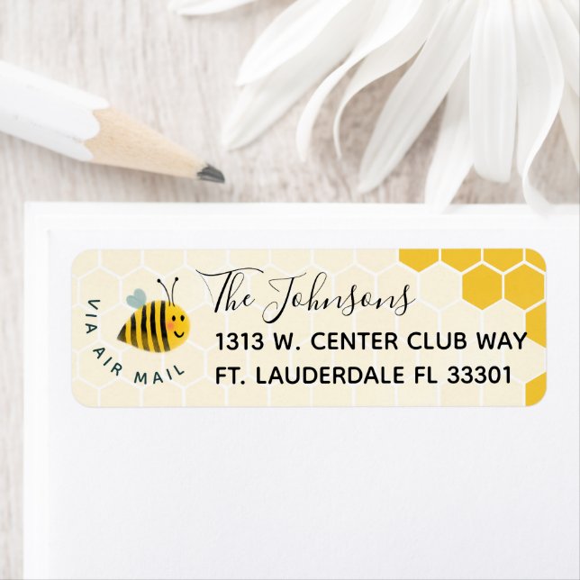 Honeycomb Pattern and Air Mail Bee Return Address (Insitu)