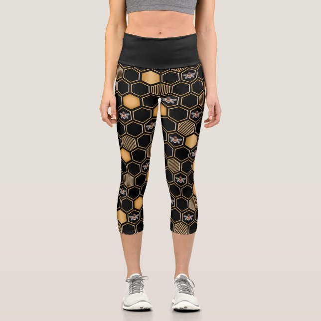 Honeycomb Pattern Capri Leggings (Front)