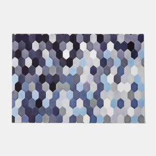 Honeycomb Pattern In Blue Tones Doormat