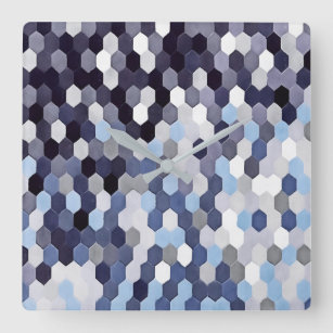 Honeycomb Pattern In Blue Tones Square Wall Clock