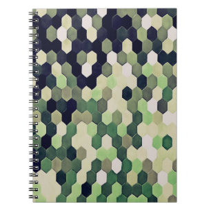 Honeycomb Pattern In Peppermint Green and Black Notebook