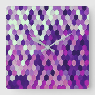 Honeycomb Pattern In Royal Plum and Pink Colours Square Wall Clock