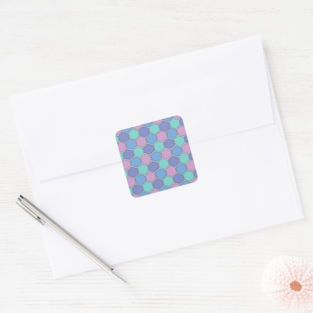 Honeycomb Pattern Pastels Square Sticker (Envelope)