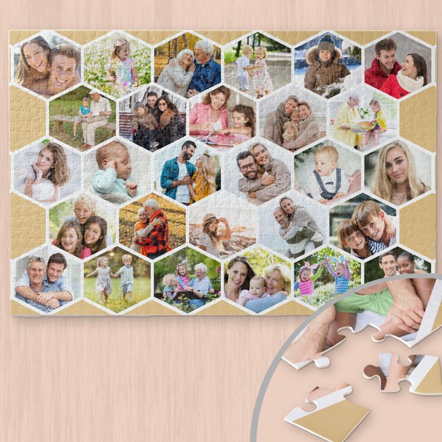 Honeycomb Photo Collage Custom Picture 1000 piece Jigsaw Puzzle (Creator Uploaded)