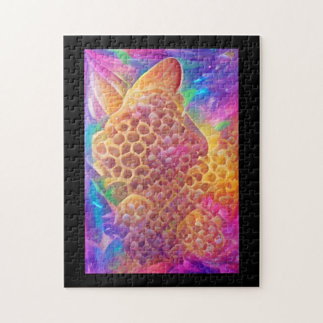 Honeycomb psychedelic digital art  jigsaw puzzle (Vertical)