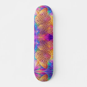 Honeycomb psychedelic digital art  skateboard