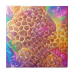 Honeycomb psychedelic digital art  tile