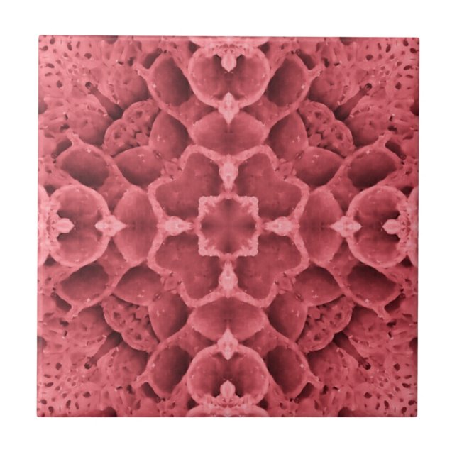 Honeycomb rose pink geometric corner flower design tile (Front)