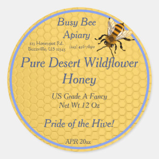 Honeycomb Round with Single Honeybee Honey Label