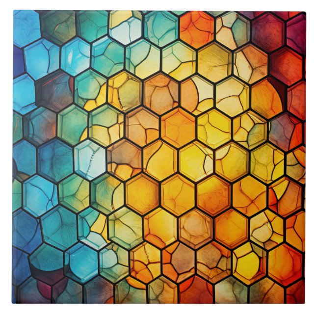 Honeycomb Stained Glass  Tile (Front)
