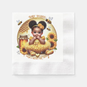 Honeycomb & Sunflowers Cute Afro Puff Baby Girl Napkin