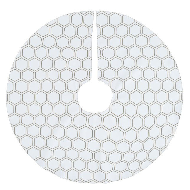 Honeycomb Taupe Neutral Pattern Beekeeper          Brushed Polyester Tree Skirt (Front)
