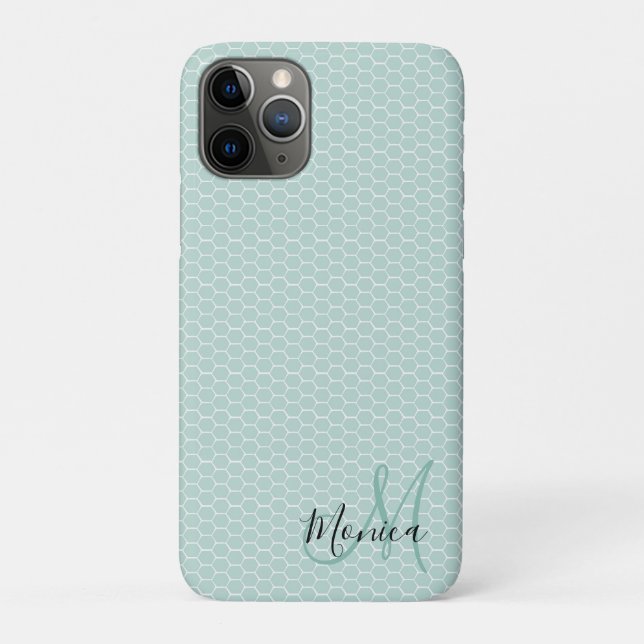 Honeycomb Teal Monogram Case-Mate iPhone Case (Back)