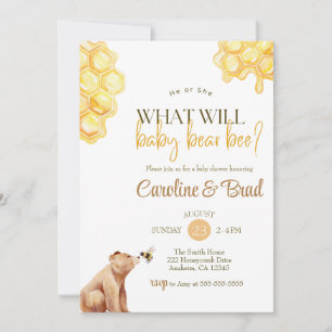 Honeycomb what will baby bear Bee Baby Shower Invitation