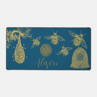 Honeycomb Wildlflower Blue Desk Mat