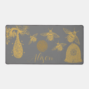 Honeycomb Wildlflower Gray Desk Mat