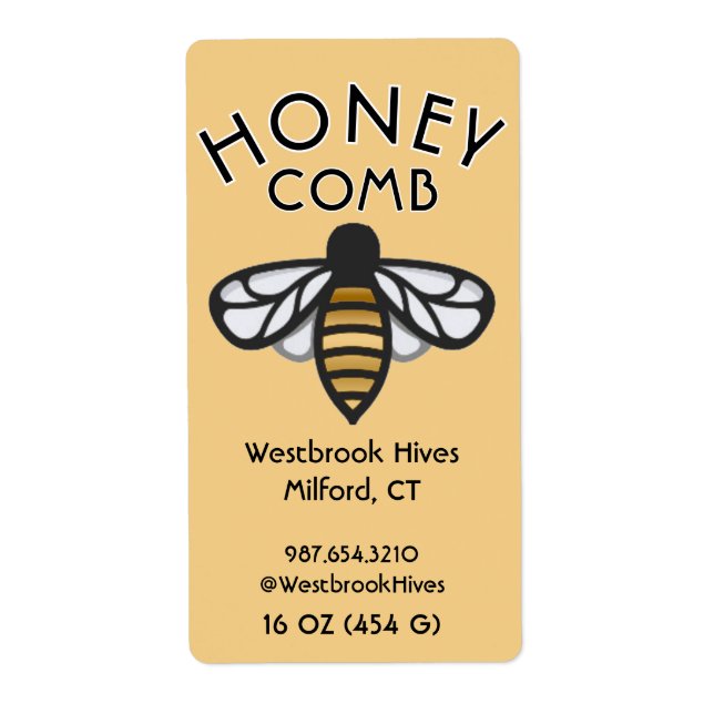 Honeycomb with Bee yellow HONEYCOMB label  (Front)