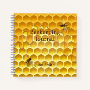 Honeycomb with Flying Honeybees Custom Square Notebook