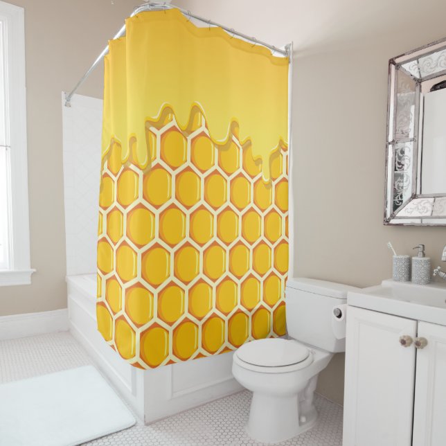 Honeycomb with Honey Drip. Shower Curtain (In Situ)