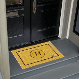 Honeycomb With Monogram 24" x 36" Door Mat