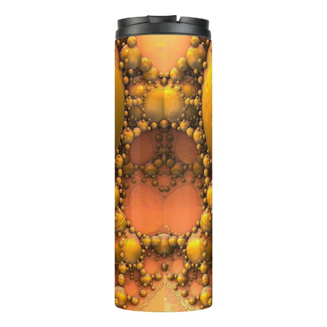 Honeycomb Yellow Fractal Art Thermal Tumbler (Back)