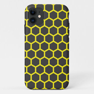 honeycomb yellow on black iPhone 11 case