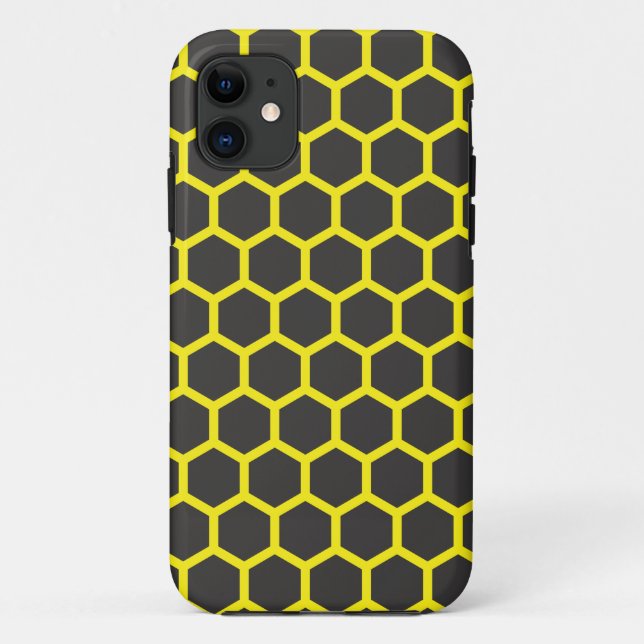 honeycomb yellow on black Case-Mate iPhone case (Back)