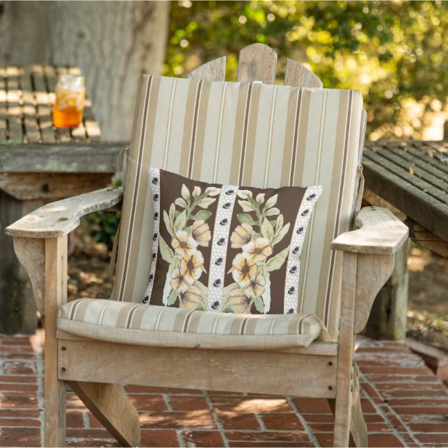 Honeycombs, bees and flowers cushion (Chair)