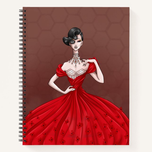 Honeycombs (Red / Yellow) Spiral Notebook (Front)