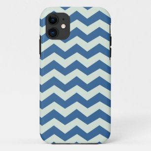 Honeydew Green and Blue Chevron Pattern iPhone 11 Case