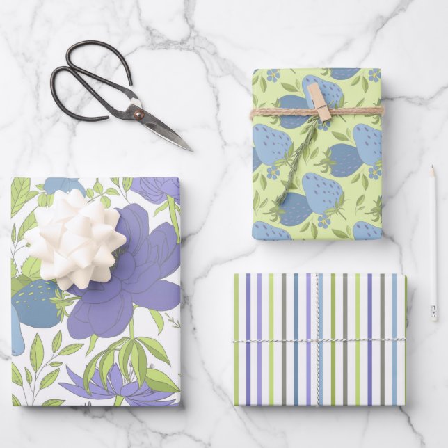 Honeydew, Lilac and Blue Gift Wrap (Front)