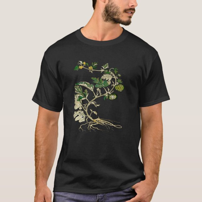 Honeydew Melon Vine Botanical Vector T-Shirt (Front)