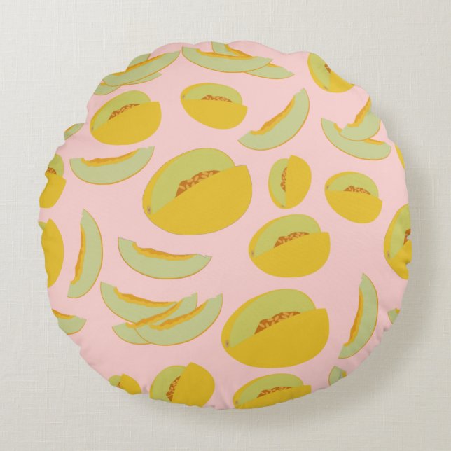 Honeydew Melons Fruit Pattern Round Cushion (Front)