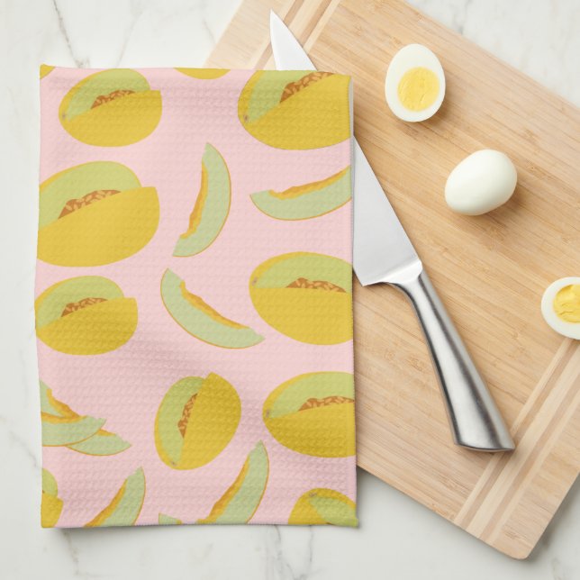 Honeydew Melons Fruit Pattern Tea Towel (Quarter Fold)
