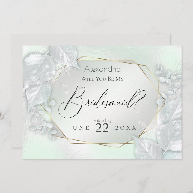 Honeydew Shimmery Will You Be My Bridesmaid Invitation (Front/Back)