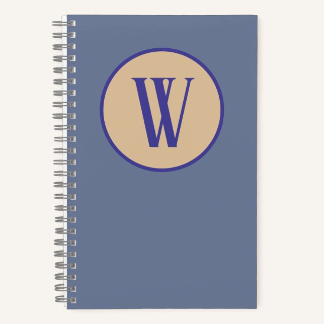 Honeyed-Peach Blueberry Dusk Monogram Notebook (Front)