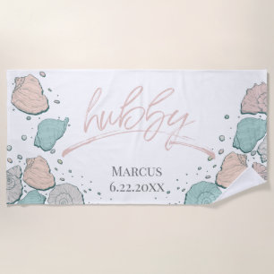 Honeymoon Beach - HUBBY  Coral Seashells Towel