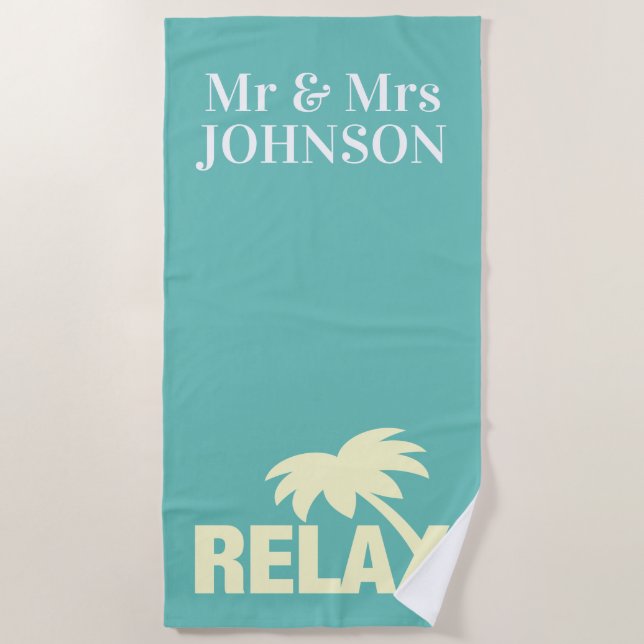 Honeymoon beach towels for Mr and Mrs newly weds (Front)