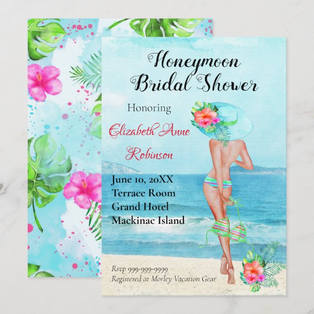 Honeymoon Bridal Shower Invitation (Front/Back)