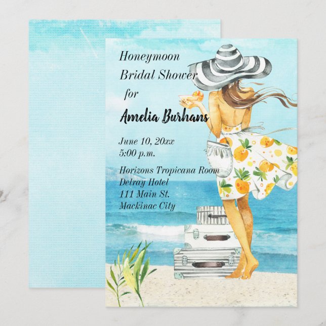 Honeymoon Bridal Shower Invitation (Front/Back)