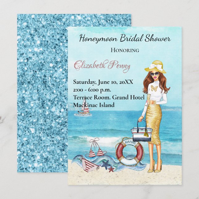 Honeymoon Bridal Shower Invitation (Front/Back)