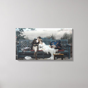 Honeymoon (Bride and Groom on a Bench) Canvas Print