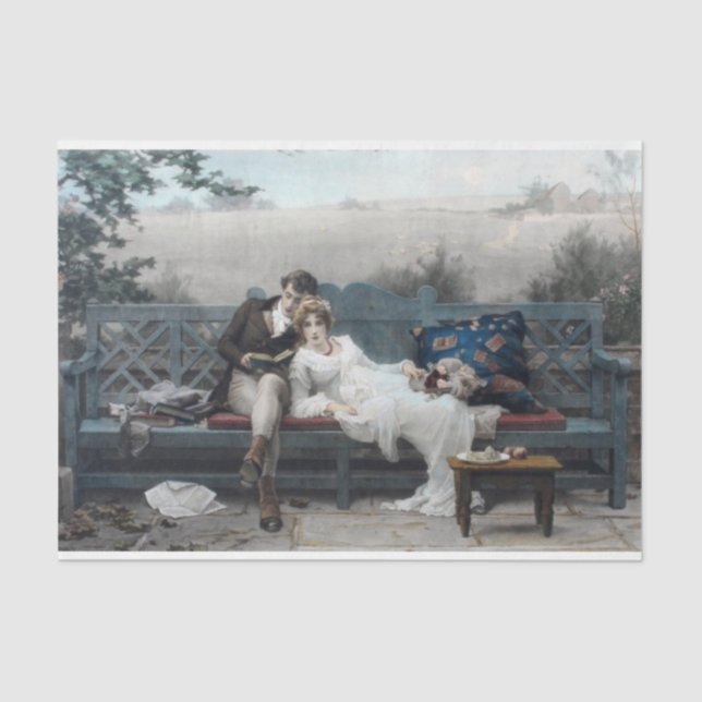 Honeymoon (Bride and Groom on a Bench) Tissue Paper (Front)