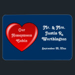Honeymoon Cabin Blue Cruise Door Marker Magnet<br><div class="desc">Honeymoon Cabin Door Marker - dark blue background.  Personalise it!   
 Great idea for a bon voyage gift,  too!</div>