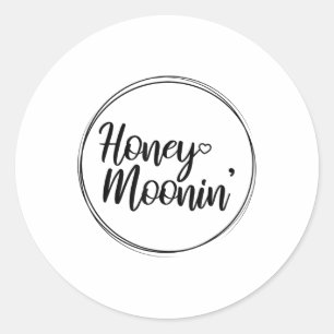 Honeymoon Couple Wedding Honeymoonin Brides Groom  Classic Round Sticker