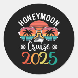 Honeymoon Cruise 2025 Just Married Matching Couple Classic Round Sticker