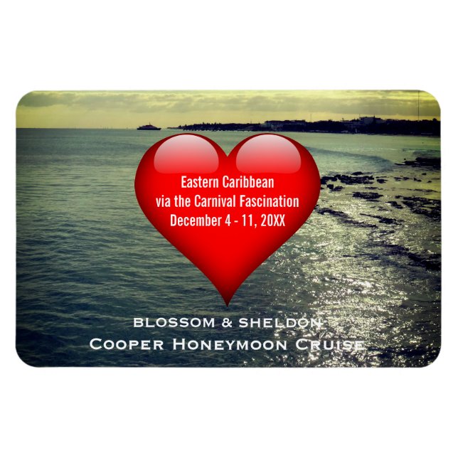 Honeymoon Cruise Cabin Door Marker Heart Ocean Magnet (Horizontal)