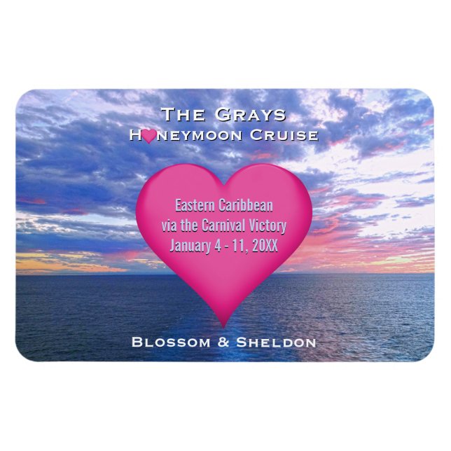Honeymoon Cruise Heart Stateroom Door Ocean Sunset Magnet (Horizontal)
